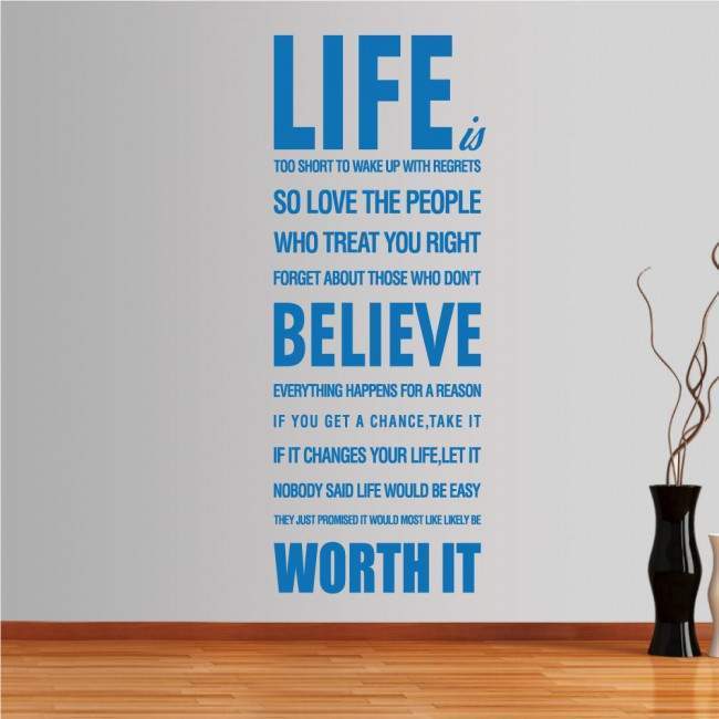 Wall stickers phrases. Life is too short...