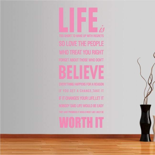 Wall stickers phrases. Life is too short...