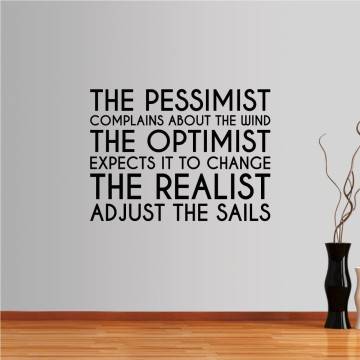 Αυτοκόλλητο τοίχου φράσεις. The pessimist , the optimist, the realist