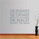 Wall stickers phrases. The pessimist , the optimist, the realist