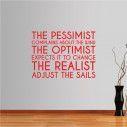 Wall stickers phrases. The pessimist , the optimist, the realist
