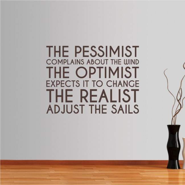 Αυτοκόλλητο τοίχου φράσεις. The pessimist , the optimist, the realist