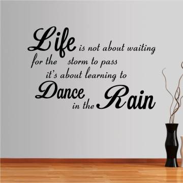 Wall stickers phrases. Life is not about waiting...