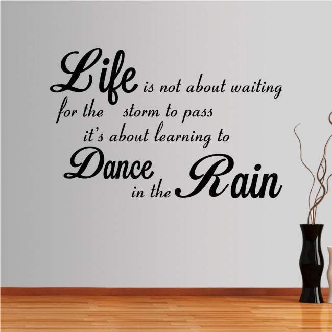 Wall stickers phrases. Life is not about waiting...