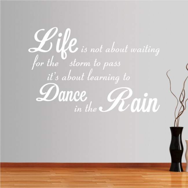 Wall stickers phrases. Life is not about waiting...
