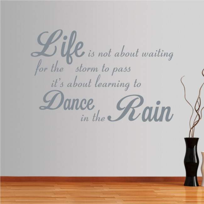Wall stickers phrases. Life is not about waiting...