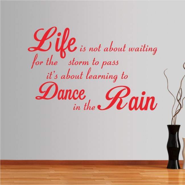 Wall stickers phrases. Life is not about waiting...