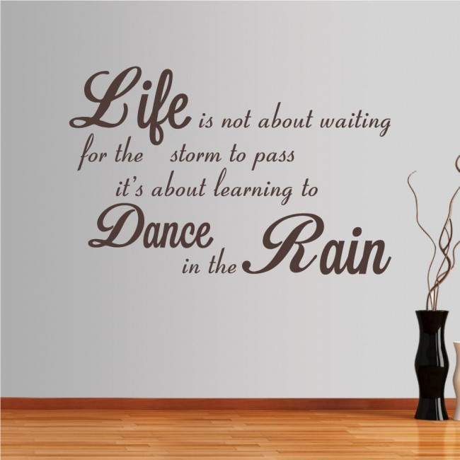 Wall stickers phrases. Life is not about waiting...