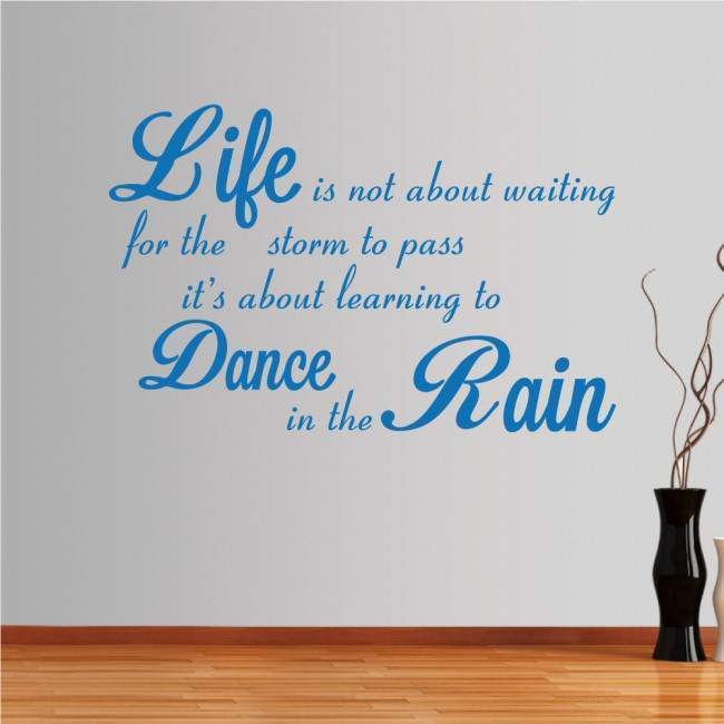 Wall stickers phrases. Life is not about waiting...