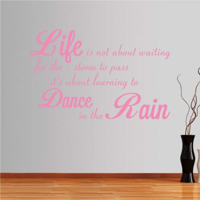 Wall stickers phrases. Life is not about waiting...