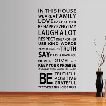Wall stickers phrases. In This House We are Family