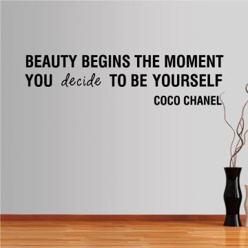 Wall stickers phrases. BEAUTY BEGINS... COCO CHANEL