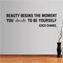 Wall stickers phrases. BEAUTY BEGINS... COCO CHANEL