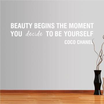 Αυτοκόλλητο τοίχου φράσεις. BEAUTY BEGINS... COCO CHANEL 2