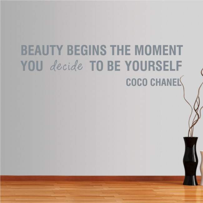 Wall stickers phrases. BEAUTY BEGINS... COCO CHANEL