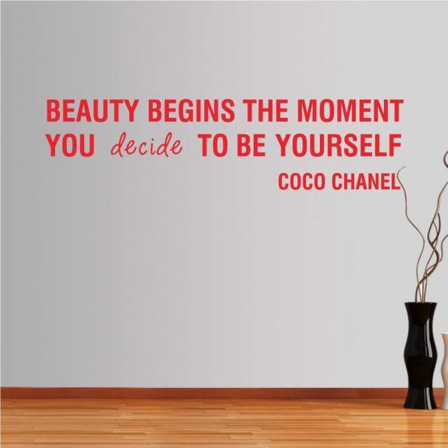 Wall stickers phrases. BEAUTY BEGINS... COCO CHANEL
