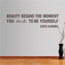 Αυτοκόλλητο τοίχου φράσεις. BEAUTY BEGINS... COCO CHANEL