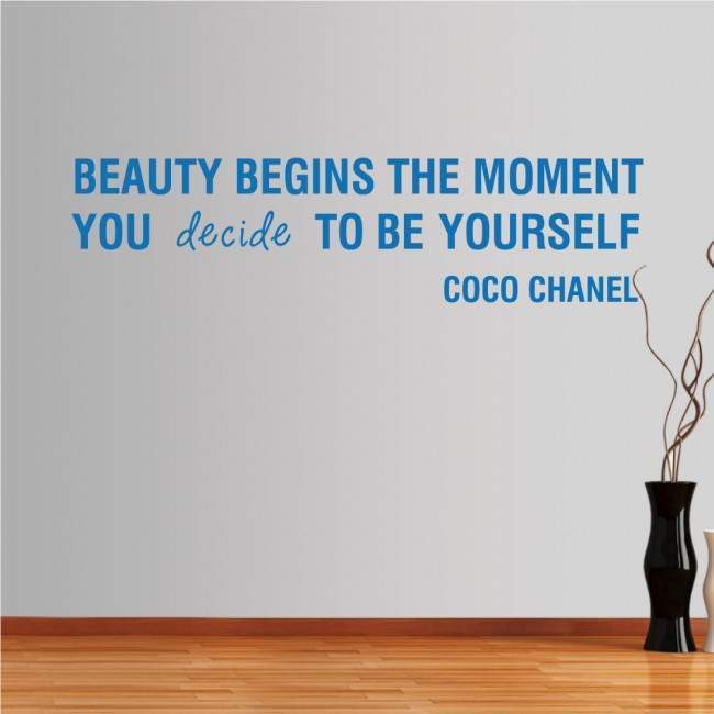 Wall stickers phrases. BEAUTY BEGINS... COCO CHANEL