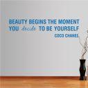 Wall stickers phrases. BEAUTY BEGINS... COCO CHANEL