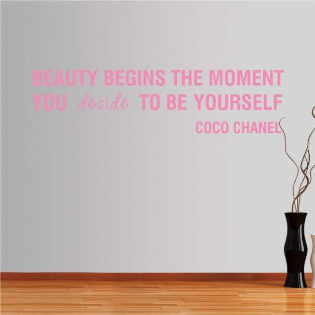 Wall stickers phrases. BEAUTY BEGINS... COCO CHANEL