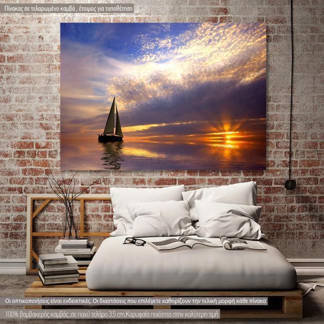 Canvas print Sails in the setting sun