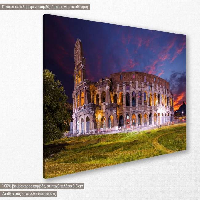 Canvas print Colloseum at night, side