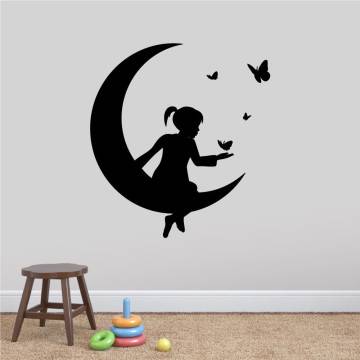 Αυτοκόλλητα τοίχου παιδικά Φεγγάρι και πεταλούδες