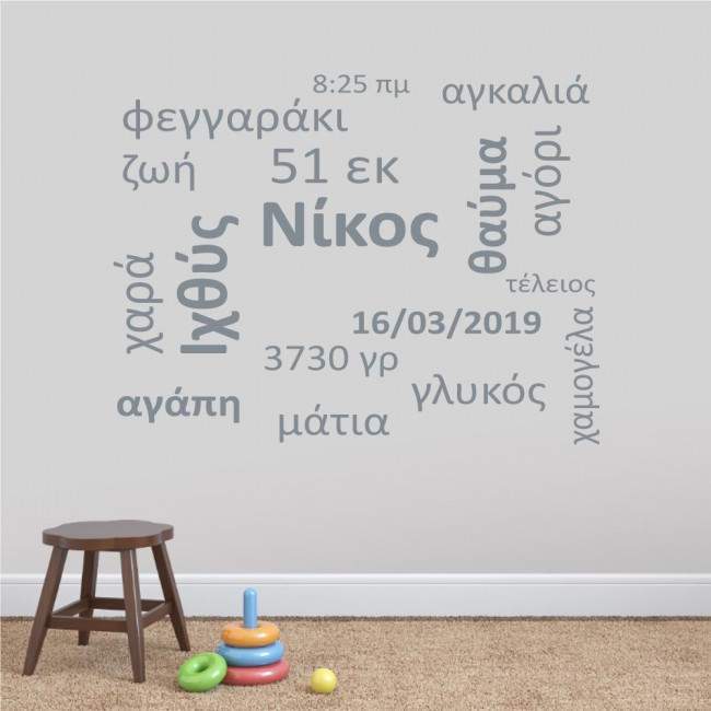 Kids wall stickers Baby word cloud