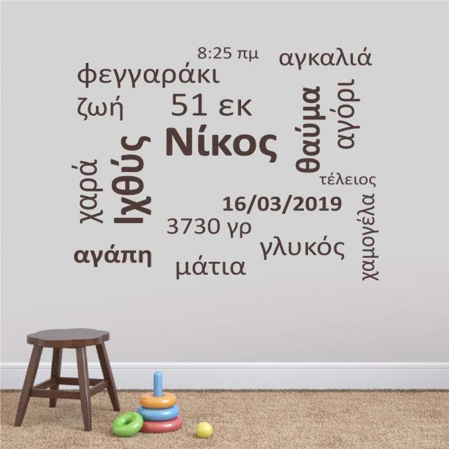 Kids wall stickers Baby word cloud