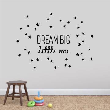 Αυτοκόλλητα τοίχου παιδικά DREAM BIG little one με αστέρια 2