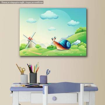 Πίνακας παιδικός σε καμβά Running snail