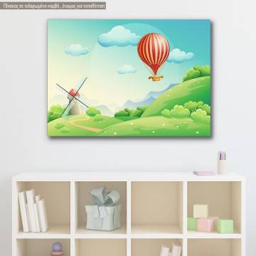 Kids canvas print Air balloon at countryside