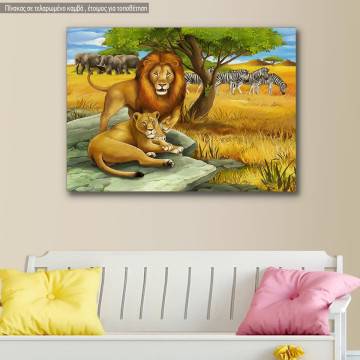 Kids canvas print Lion couple