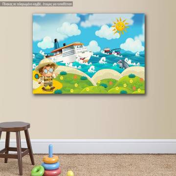 Kids canvas print Little boat explorer