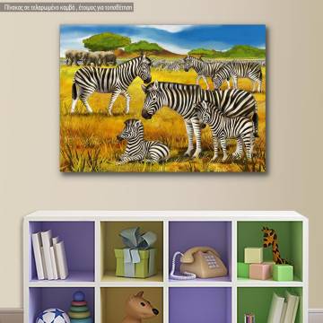 Kids canvas print Zebra scene