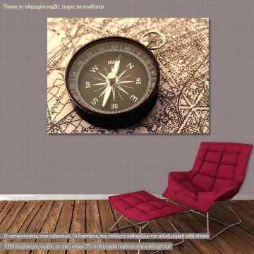Canvas print Compass on map