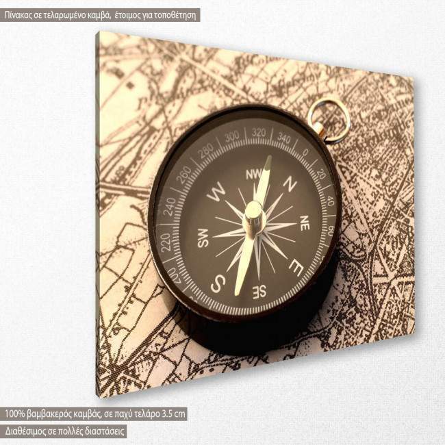 Canvas print Compass on map, side