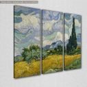 Πίνακας σε καμβά Wheat field with cypresses, van Gogh Vincent, τρίπτυχος, κοντινό