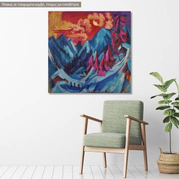 Canvas print Winter moon landscape, Kirchner E. L
