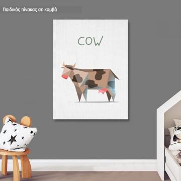 Πίνακας παιδικός σε καμβά Αγελάδα