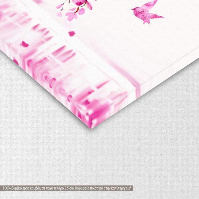 Canvas print Blossom cherries, two panels, detail