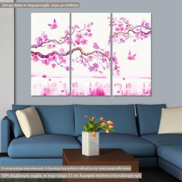 Πίνακας σε καμβά Blossom cherries, τρίπτυχος