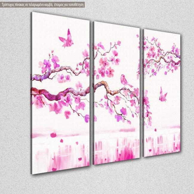 Canvas print Blossom cherries,  3 panels, side