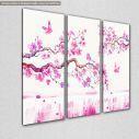 Canvas print Blossom cherries,  3 panels, side