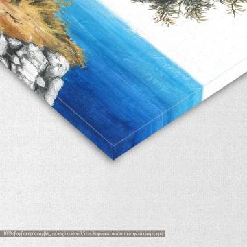 Canvas print Olive tree by the sea, 3 panels panoramic 2