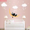 Wall stickers Panda bear, moon stars clouds