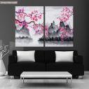 Canvas print Spring Japanese scenery, two panels