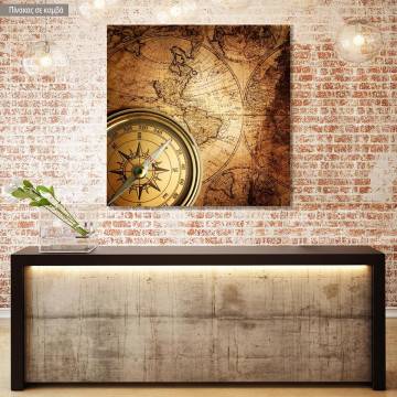 Canvas print Old compass on 1746 map