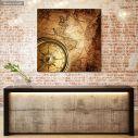 Canvas print Old compass on 1746 map