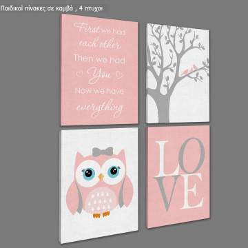 Kids canvas print You are my sunshine for boys,  and little elephantsfour panels 2